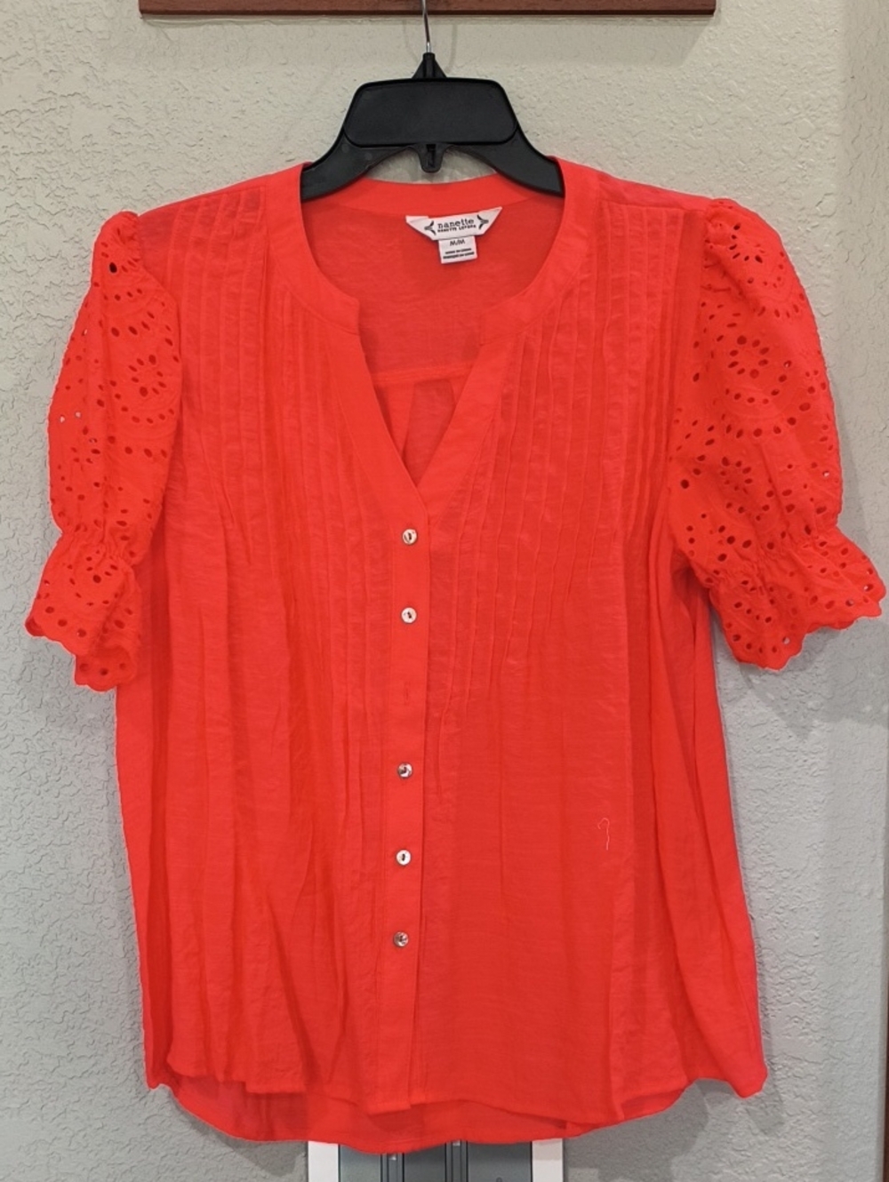 New Coral Eyelet Top